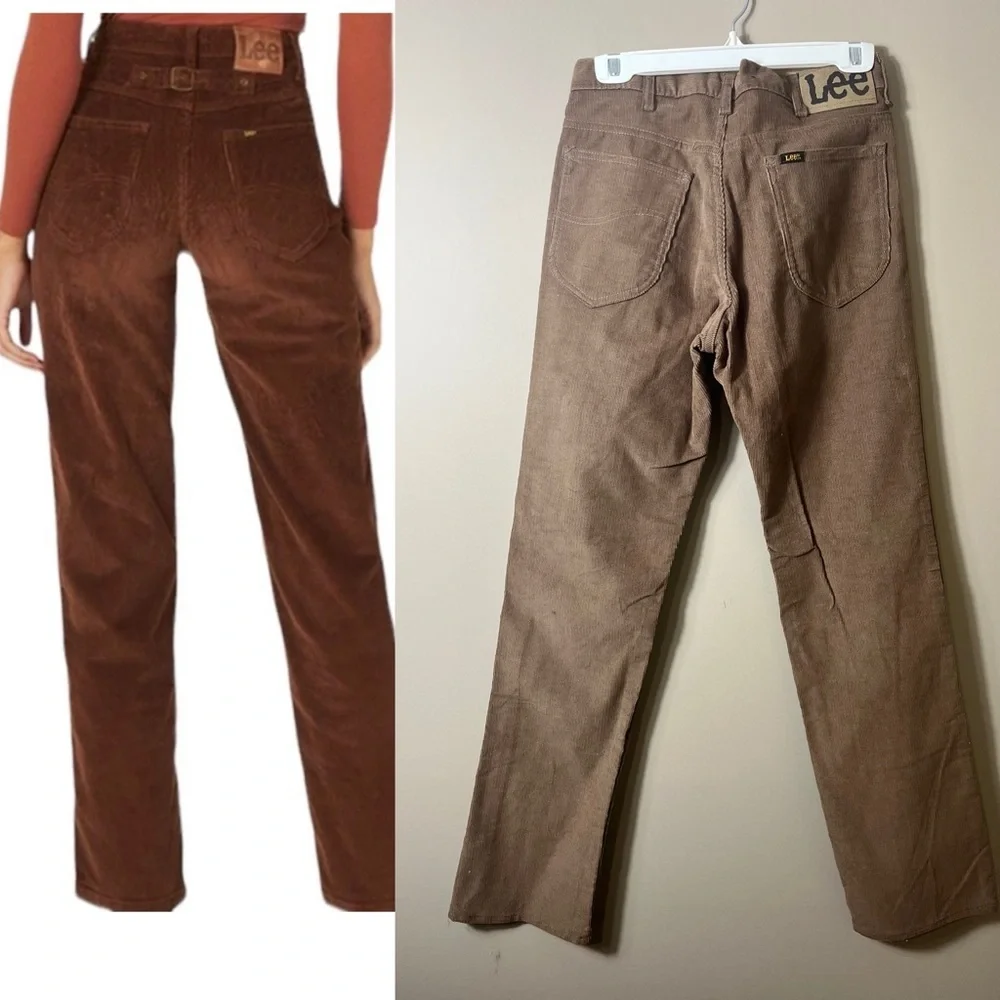 Vintage Lee Brown Corduroy Pants Y2K 90s Retro Straight Leg Size 31x32 Mom‎